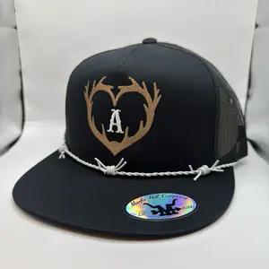 Custom Initial Rack Heart Hat with Antler Design and custom letter Embroidery for Stylish Outfits