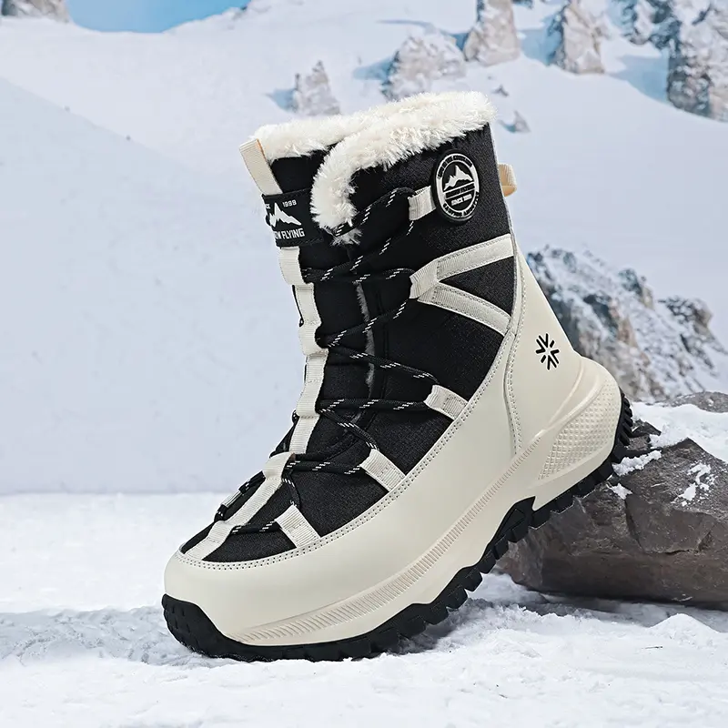 Latest Men's Winter Warm Windproof Waterproof Non-Slip Odor-Resistant Dirt-Resistant Thickened Fleece Lined Outdoor Snow Boots for Snowy Terrain