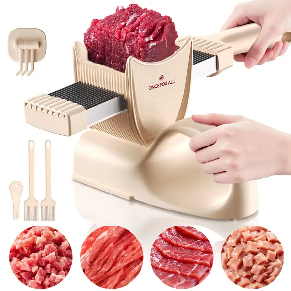 【ONCE FOR ALL】 Manual Fresh Meat Slicer with Handle, Kitchen Utensil for Slicing, Jerky Cutting, Home Cooking & BBQ, Beef Pork Mutton Meat Shredder Meat Shredding Machine, Manual Cutter
