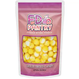 Freeze Dried Candy Lemon Crunch Sour  - 5oz Resealable Snack Bag -  Sour Tangy Crunch Treat Gift