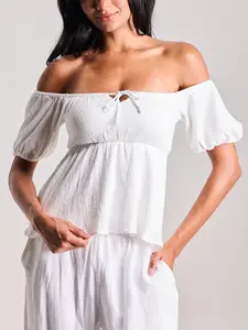 klassy Milkmaid Puff Sleeve Off The Shoulder - Boho Top Short Sleeve, True to Size