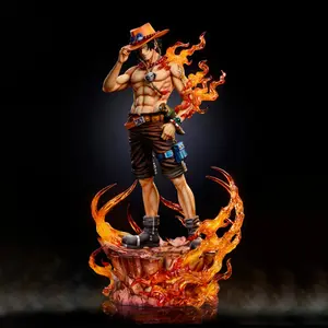 One Piece Portgas D Ace Figure, Fire Fist Ace Flame Effect, Classic Standing Pose, Rock Base, High Detail, Anime Collectible, Gift for Fans