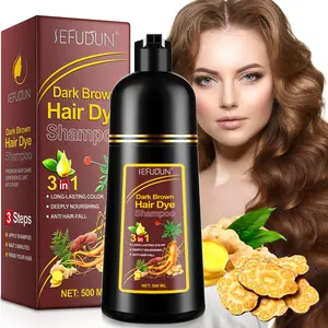 500 mL Sefudun 3-in-1 Natural Ingredients Hair Dye Shampoo, Hair-Darkening and Nourishing Hair Care Formula for All Hair Types, Enhances Shine and Color, Hair Products