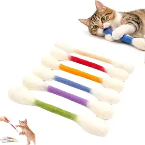 Cotton swab cat toys (6-pack), durable large size, kitten chewable teeth cleaning rope, giant interactive felt cat kicking toy stick, relieves boredom, provides exercise and play, relieves anxiety, aids digestion, and is the perfect gift for cat lovers.
