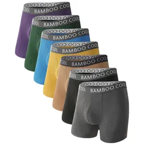 BAMBOO COOL Mensunderwear Boxer Briefs (7-Pack), Plus-Size Seamless Viscose Plain Underwear for Big & Tall Men, Elastic Waistband, 3D U-Pouch, No Ride-Up, 4-Way Stretch, Casual Summer Wear, Father's Day Gift