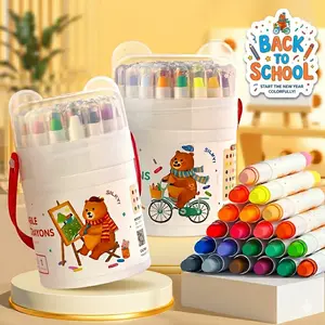 JUPITEARTH【Buy 2 Get 1】  36/24/12  silky crayons Vibrant Colors Washable Twistable Bear Crayons Non-Toxic Ultra-Silky Easy-Grip for Toddlers Kids School Art Supplies Ideal Coloring   oil pastels Summervibe back to school shopping  summerwins Colorful Illu