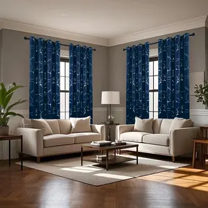 4-Piece Circle Texture Gold Foil Curtains, Top Grommet Hanging, Thermal Insulation, Noise Reduction, Sun Blocking, Room Darkening for Living Room, Bedroom, Study, Dining Room.