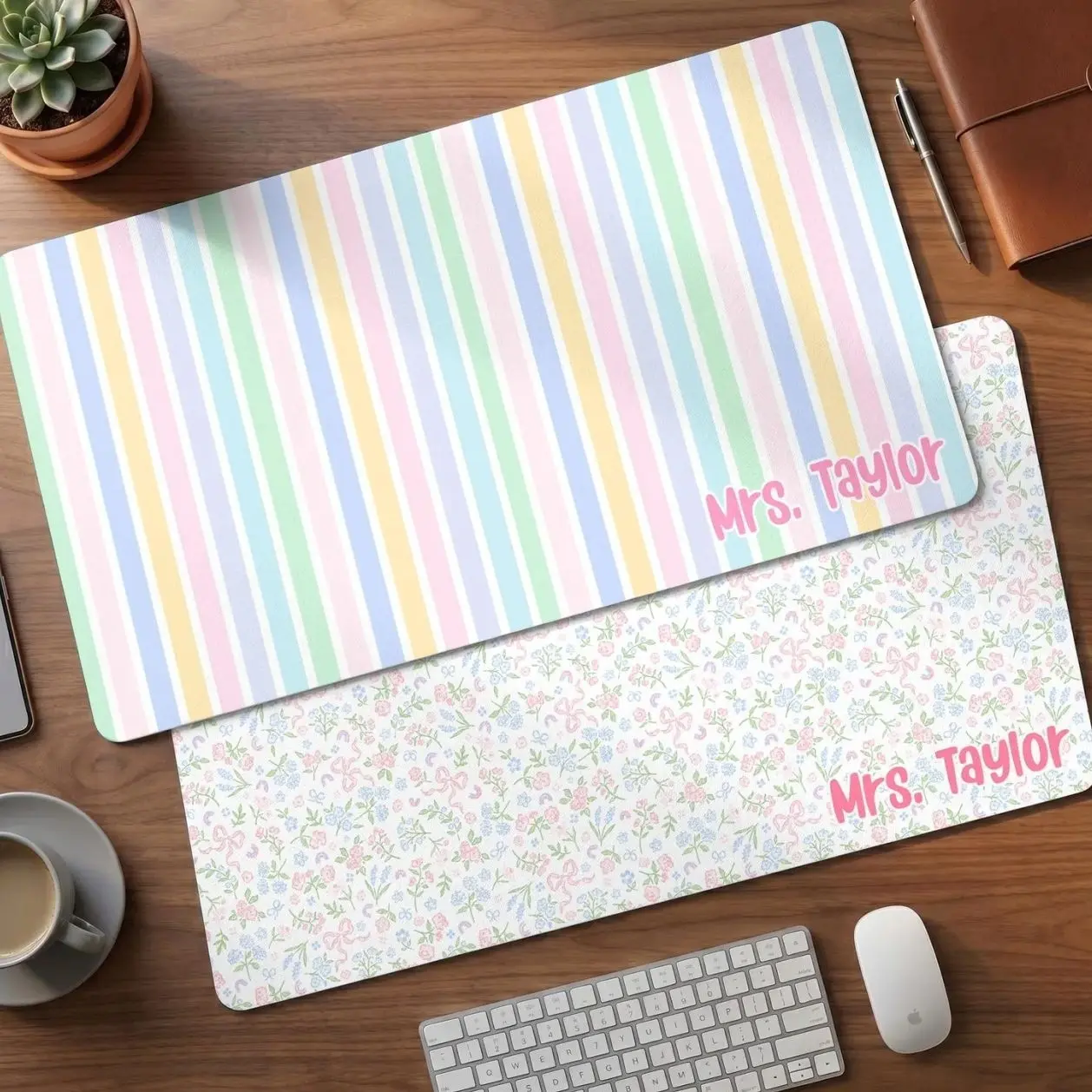 Personalized Large Floral Desk Mat, Custom Teacher Name Desk Pad, Back to School Gift, Office Desk Decor, Teacher Gift, Classroom Decor