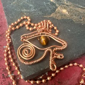 Copper King Eye of Ra Copper Pendant on a 24" Copper Chain
