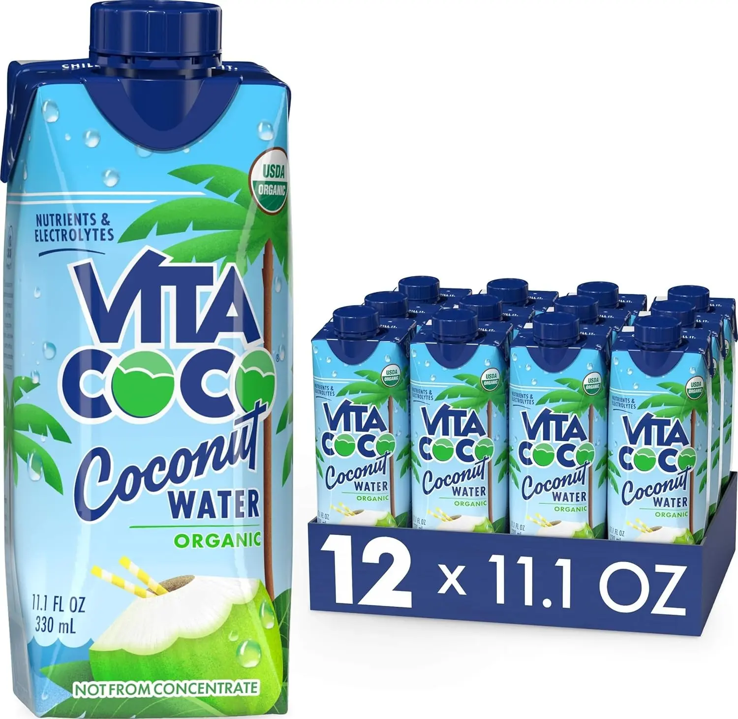 Vita Coco Organic Coconut Water, Original, 11.1 Oz (Pack of 12)