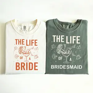 Comfort Colors Custom Bride Bridesmaid Matching T-Shirts, Maid of Honor, Getting Ready Outfit, Bridal Party Tee, Custom Wedding Day Party, Group Matching Wedding Shirt, Full Size, Full Color