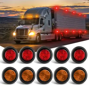 Nilight 10 PCS Round Trailer LED Marker Clearance Light Amber Red 4 LED Flush Mount with Plug Grommet Pigtail Hardwired for Trailer Truck RV welcome lights  dealsforyoudays