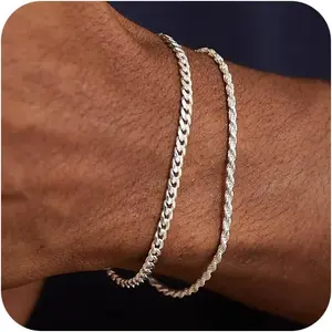 Tewiky Layered Chain Bracelets Sets for Men Women Rope Figaro Cuban Link Chain Bracelets Set Gifts for Dad Boyfriend Husband For Fashion Non Tarnish Jewelry Cubanchain dealsforyoudays Hypoallergenic Cubic Zirconia