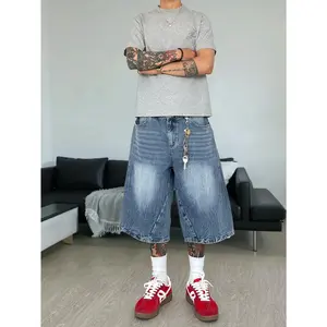 Ombre Pocket Casual Loose Fashionable Denim Shorts Jorts Tropical Street Hang Out College Sport