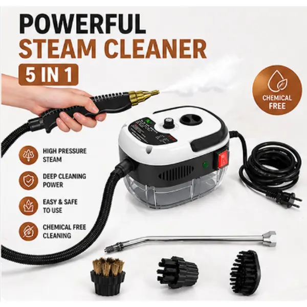 2500W Power Handheld Household Steam Cleaning Machine - 130°C, 3Bar Pressure, 20s Fast Heat-Up, Chemical-Free, Portable for Deep Clean, Car Detailing, Home Use, with 4 Accessories, Household Steam Cleaner