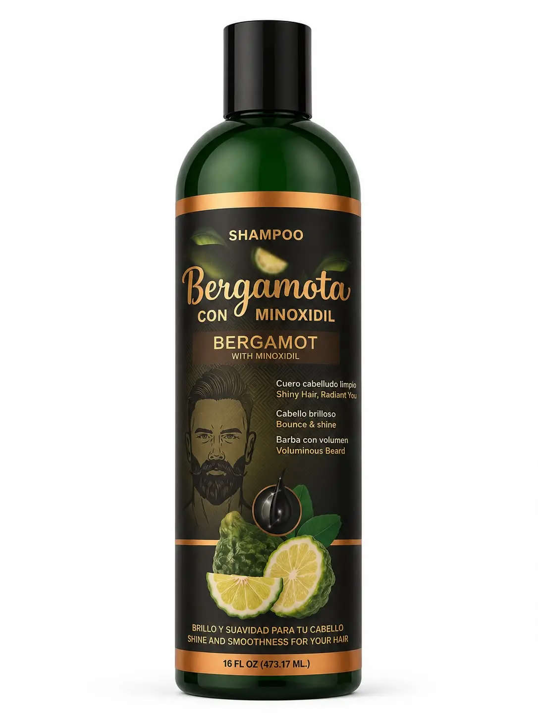 Bergamot Shampoo con Mino 16 fl Oz Shampoo de Bergamota Premium Natural Cabello Saludable