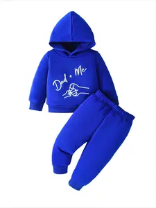 Soft baby Dad & Me hoodie set, long sleeves, warm fleece, elastic waistband. Breathable & comfortable, ideal for all seasons. Cute daily outfit for your little one! #NewbornClothes #EverydayBabyWear #BabyOOTD