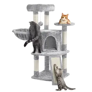 Yaheetech 42in Cat Tree with Scratching Posts and Condo, Plush Cat Tower with Perch Platform for Indoor Small Medium Cats