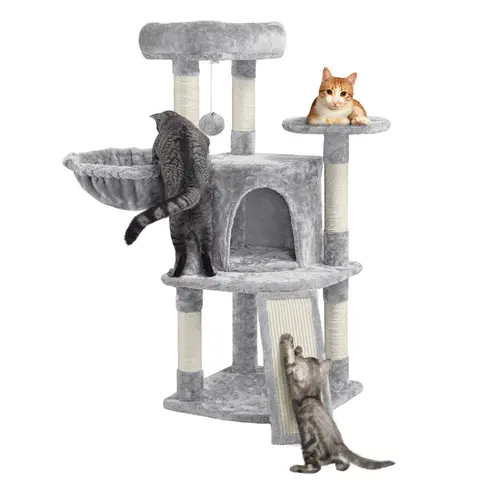 Yaheetech 42in Plush Cat Tree - Kitten Condo, Scratching Posts, Scratch Board 15.7x6, Perch Platform, Anti-Topple Secure Base, Play & Sleep Furniture for Indoor Small-Medium Cats, 5Kg