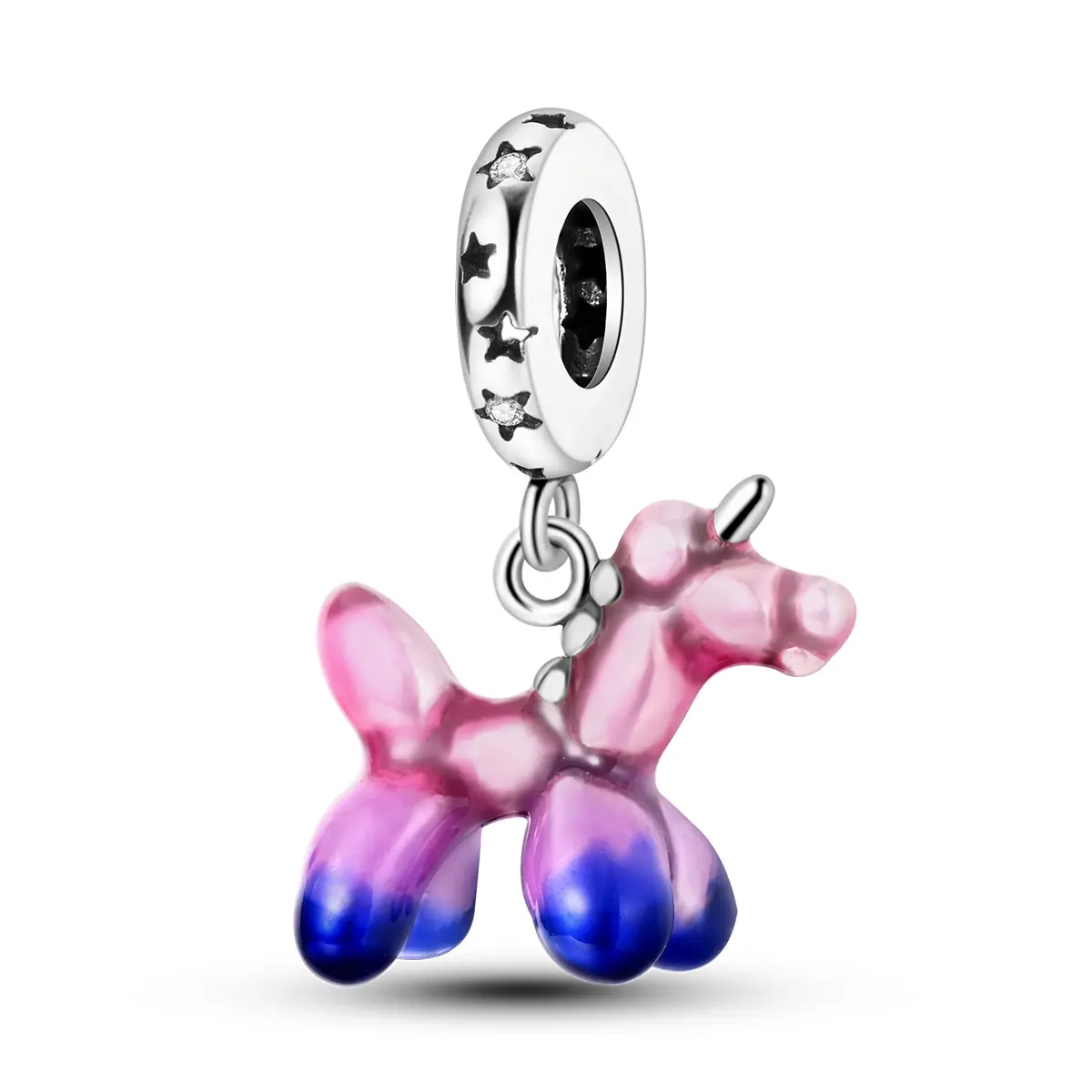 MULA Silver-Plated Anti-Fading Balloon-Form Unicorn Animal Pendant - Female Cute Animals Costume Jewelry with Colorful Enamel Charms, Casual Wear Compatible with Bracelets & Necklaces, Christmas Birthday Gift, Fantasy, Fairy Tale, Charms & Pendants