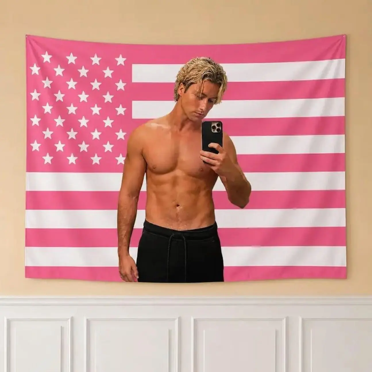 Graham Logan Di Laurentis Hockey Tapestry Flag, Off Campus Inspired Wall Decor, Briar Hockey Room Decor, Romance Sports Tapestry