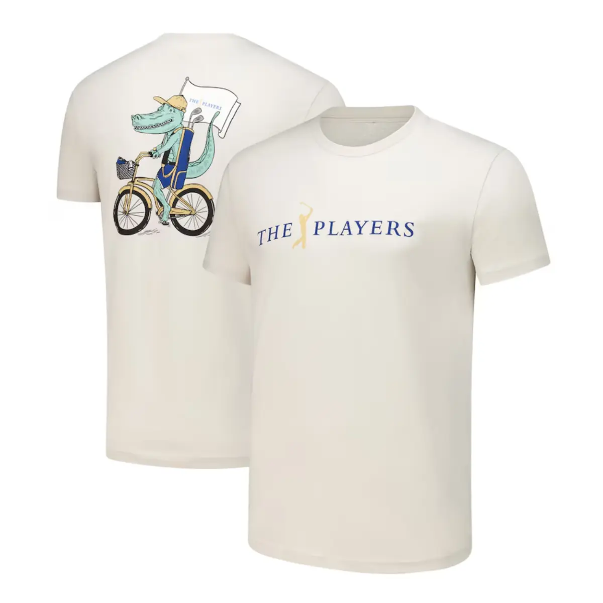 The Players Golf T-Shirt, Gator on a Bike Cartoon Back Graphic Tee, Official Tournament Logo Front, Soft Cotton Blend Shirt, Funny PGA Tour Style for Men and Women, Limited Edition Golf Fan Gift