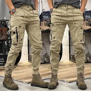 Tactical Cargo Pants for Men - Elastic Casual Trousers with Zipper & Multi-Pockets - Khaki Black Army Green - Zero Shipping Fees Hurry Up and Shop Menswear Outdoor
