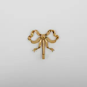 1PC Gold Bow Alloy Wall Hook - Decorative Alloy Organizer Hook for Bathroom, Bedroom & Kitchen, Stylish Wall Mounted Hook for Towels, Bags & Home Decor Accent Piece