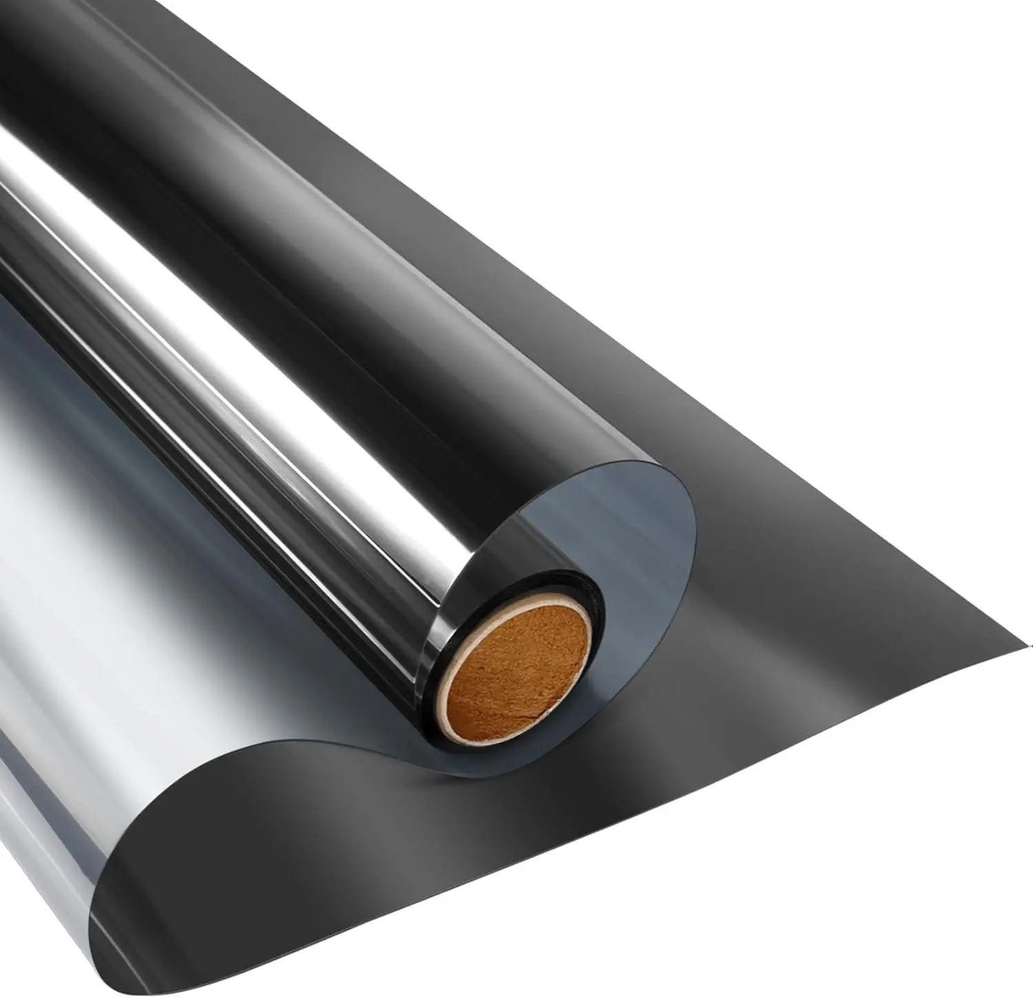 Window Privacy Film One Way Daytime Privacy Static Cling Sun Blocking Anti UV Reflective Window Tint for Home and Office, Black-Silver, 17.5 Inch X 6.5 Feet