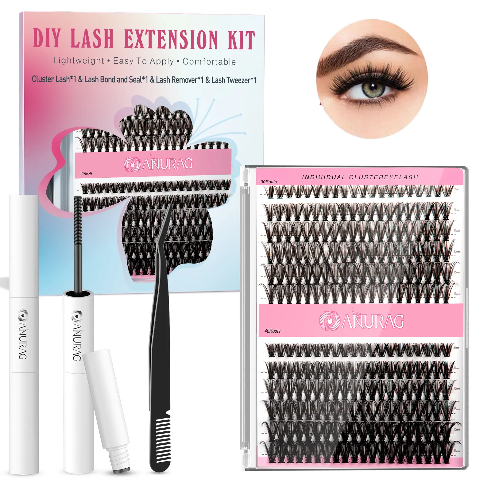 Glamour Upgrade Fluffy Eyelash Curler 9-14mm Slim Individual Eyelash Curler DIY Eyelash Curler 240 Pcs Eyelash Curler Set,Professional Women Makeup Accessories,Eyelash Extension Strip Kit，Christmas gifts，#SummerWins #DealsForYouDays