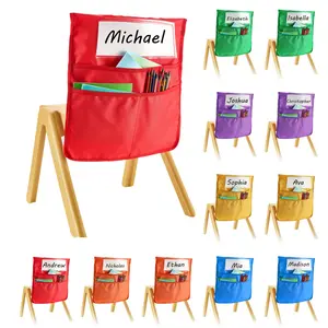 VEVOR Chair Pockets for Classroom, 12 Pack, 17 x 19 Inches Chairback Buddy Pocket with Name Tag, 6 Bright Colors, Back of Chair Organizer for Kids in Classroom, Kindergarten, School, and Home