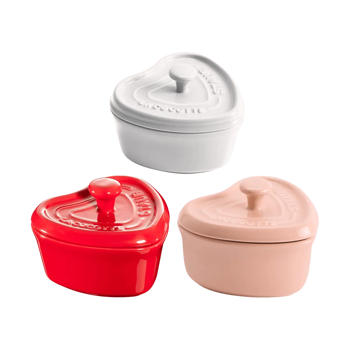 Staub Heart Ceramic Bowl Set - 3-Piece Soup & Rice Bowls, French Staub Enamelware, Kitchenware Gift