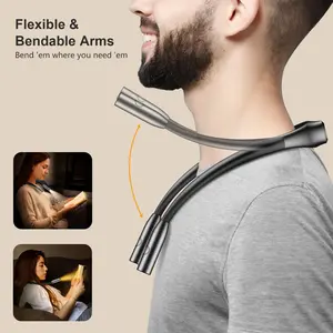 Dimmable LED Neck Reading Light - Rechargeable Eye-Caring Indoor Use Lamp for Reading, Weaving