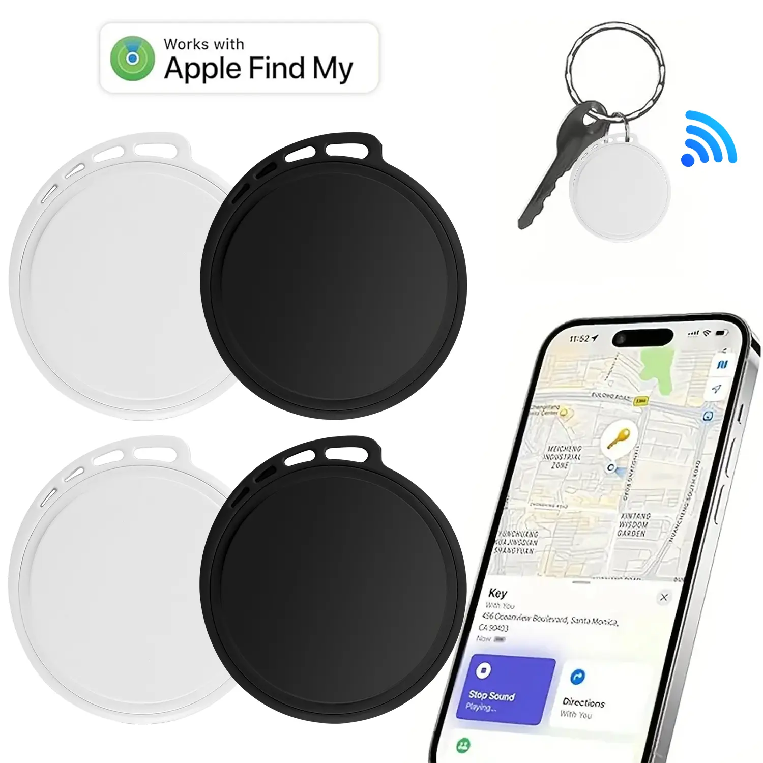 Smart Air Tracker Tag, Compatible with Apple Find My iOS, Waterproof Bluetooth-compatible Smart Detection, Ideal for Home, Outdoor, Travel, Pet & Luggage