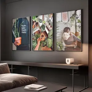 3-Piece Artistic Vintage Hand-Mounted Black Woman Graphic Prints Set - Paper Tape-Mounted Posters, Wall & Room Home Decor Supplies