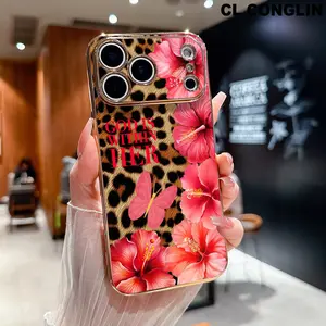 Luxury Crystal Cellphone Casing with "God Is Within Her" Design, Leopard-Print Lilies, Gold Electroplated Edge Texture, Full-Lens Protection, Shockproof TPU Cover for iPhone 11-17 Pro Max, Customized Mobile Phone Accessories