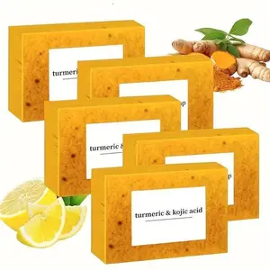 Turmeric Soap Bar,Lemon Turmeric Kojic Soap,Honey Glow Lemon Turmeric Soap Bar,Natural Tumeric Handmade Soap for Face & Body,Gentle Moisturizing Cleanser Skin Repair