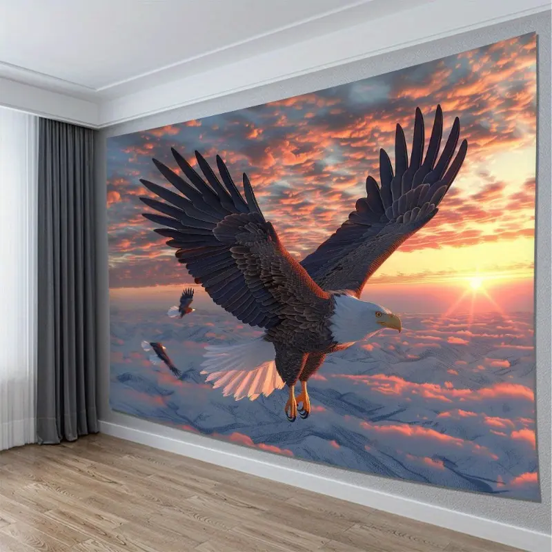 Elegant Eagle Sky Tapestry - Satin Wall Hanging for Living Room, Bedroom, Office Decor Decoration Home Art Design