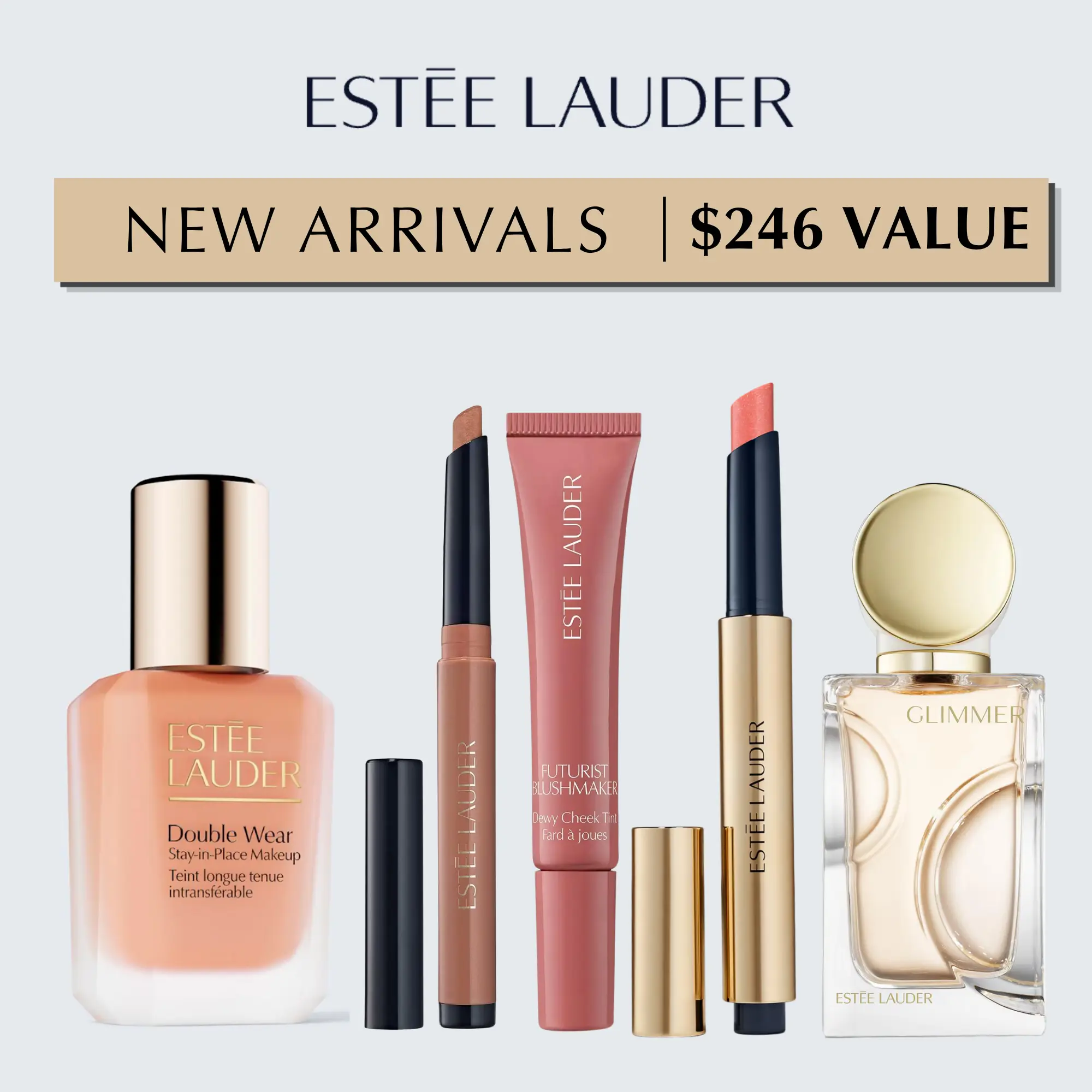 [Estée Lauder] Glimmer Complete Look Set | Foundation, Eyes, Cheeks, Lips + Fragrance