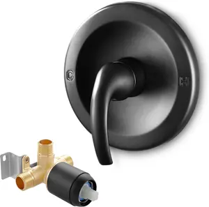 Shower Valve Wall Black Shower Mixer Valve Kit Single Function Shower Flow Valve Brass Shower Valve Kit Include Round In One