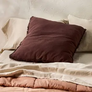 Euro Heavyweight Linen Blend Comforter Sham Dark Fig - Casaluna