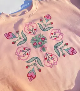 Lovely & Cozy Crewneck Sweater - Soft Cotton-Blend Fleece with Hand-Drawn Florals & Hearts - Perfect for Self-Love & Romantic Celebrations