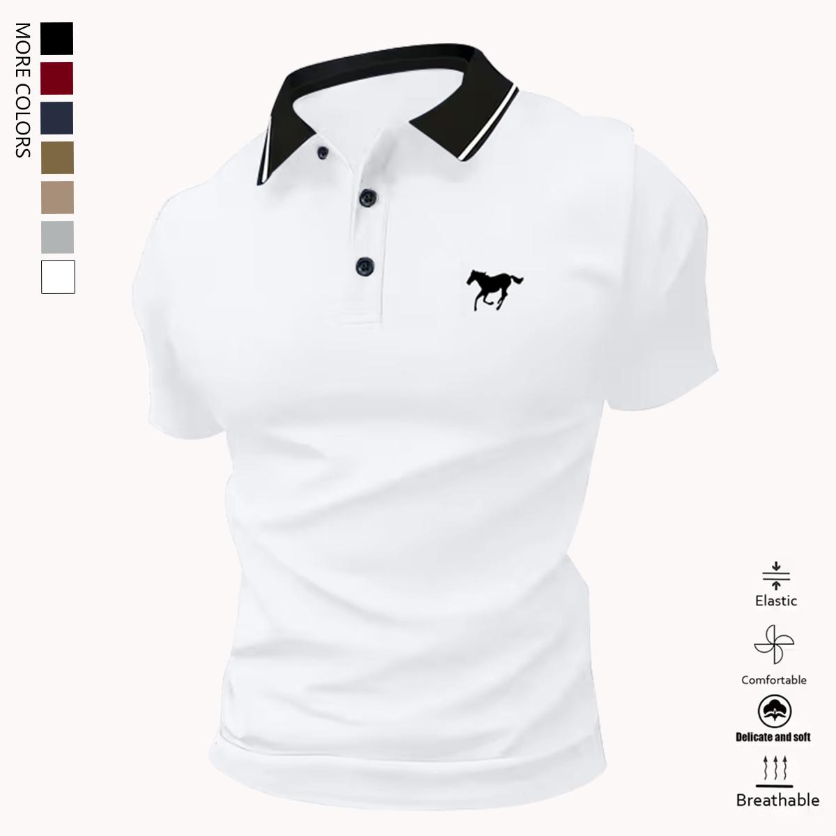 Men&rsquo;s polo shirt set, casual men&rsquo;s polo shirt, solid color buttoned basic style, versatile design suitable for bowling/golf, ideal for everyday wear and summer business style.