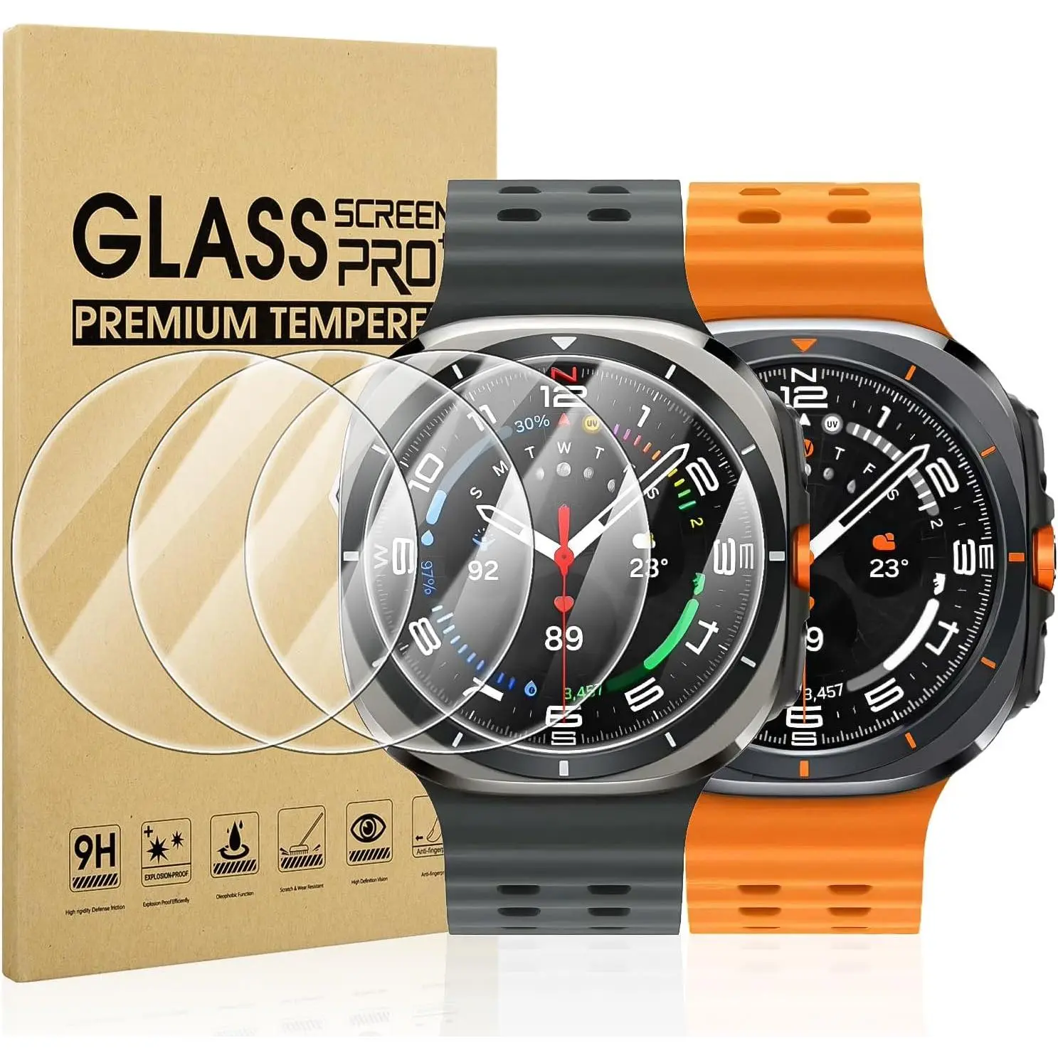 4-Pack Tempered Glass Screen Protector for Samsung Galaxy Watch Ultra 47mm, Wearable Smartwatch Accessory with 9H Hardness, Anti-Scratch Shield, Adhesive, Easy-to-Remove Without Residue, HD Resolution