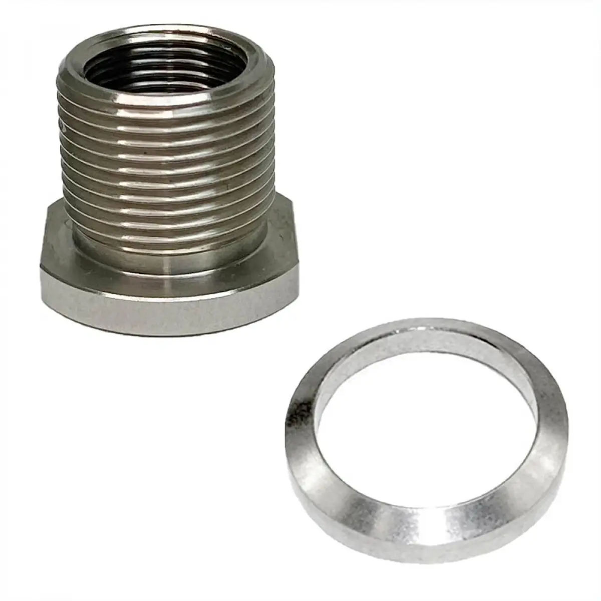Stainless Steel Pipe Connector Fitting - 1/2"x28 to 5/8"x24 Thread Adapter with 1x Steel Crush Washer (1pcs), Corrosion-Resist Direct Replacement for Automotive Damaged Components, 1/2 Inch Compatibility