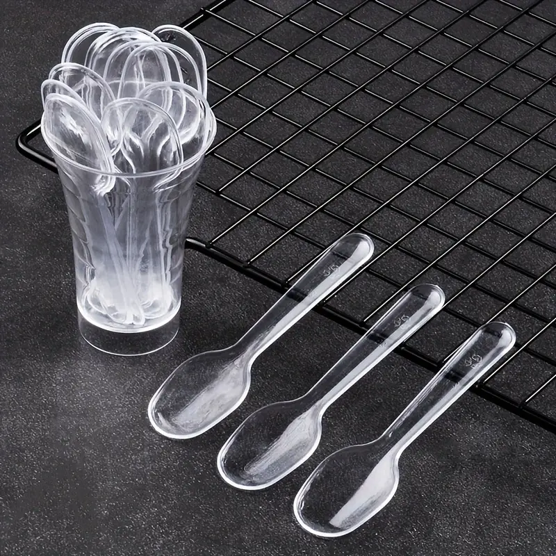 20/100pcs Mini Clear Food Grade Plastic Spoons Disposable Tableware Supplies Flatware Utensils For Jelly Ice Cream Dessert
