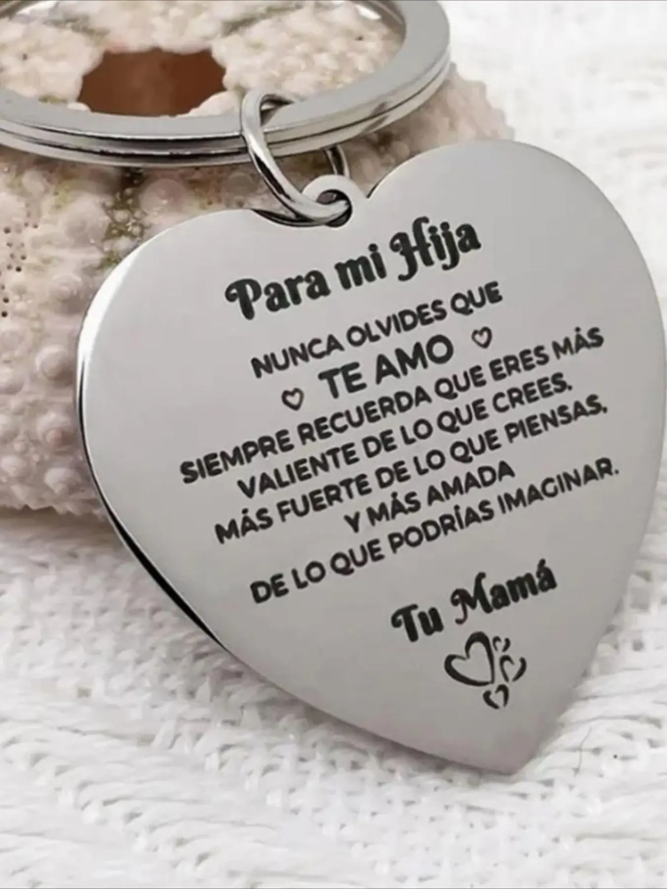 2pcs heart shaped stainless steel keychains, Personalized heart tag, gift for daughter, Mother's Day gift