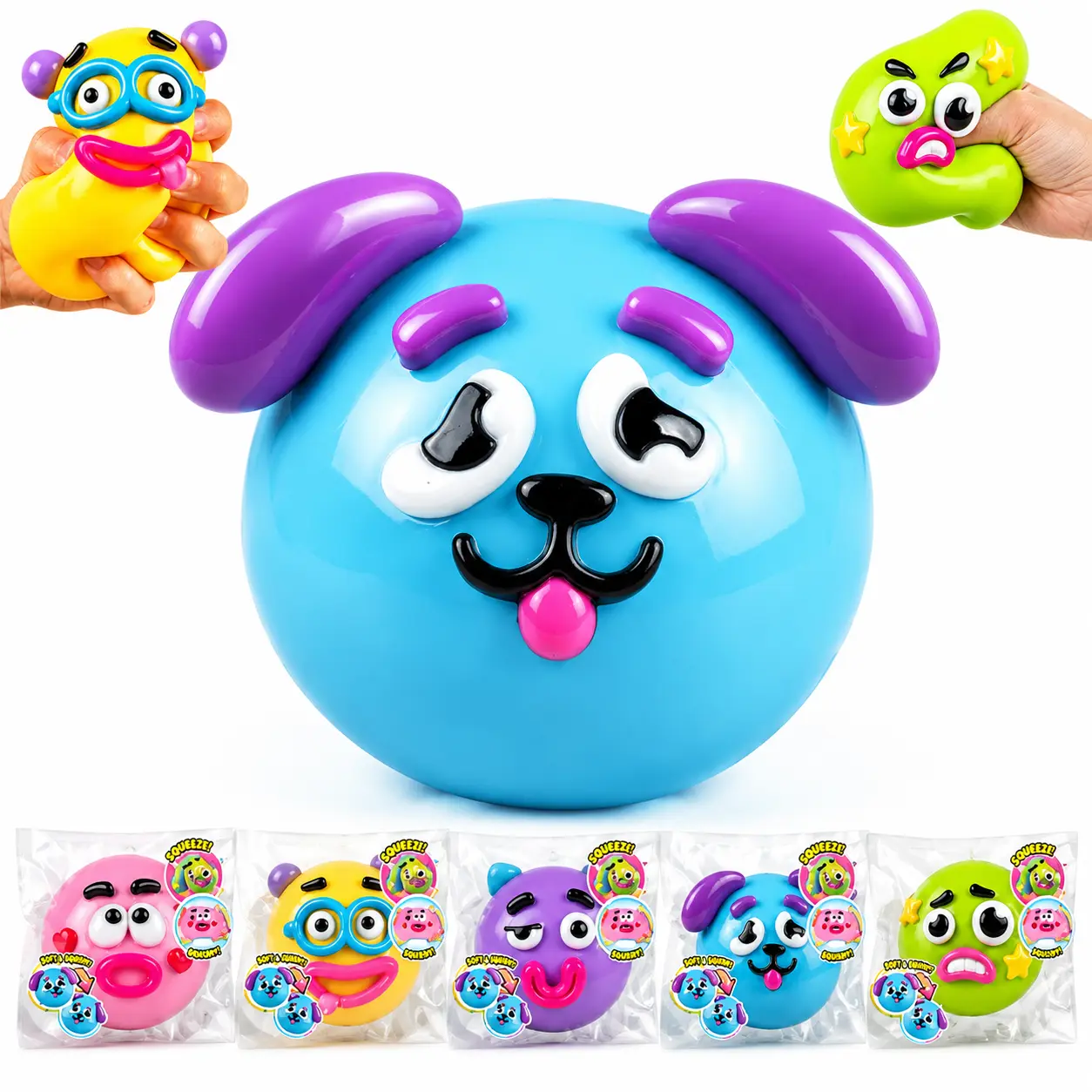 DIY Funny Face TPR Slow Rebound Squeeze Ball Set, Soft Squishies Fidgets Squishies Unisex Sensory Toys, 3+ Age Anxiety Fidget Stress Relief Hand & Desk Calming Decompression Gifts
