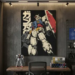 Cartoon Robot Character Pattern Unframed Painting, Modern Cool Anime Design, 1 Count Modern Wall Art Poster, Wall Art Decoration for Home Living Room Bedroom Office School