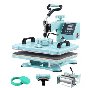 VEVOR Heat Press Machine, TikTokShopBlackFriday, 12 x 15 inch, 5 in 1 Heat Transfer Machine with 30 oz Tumbler Press, 360° Swing Away T-Shirt Pressing, Digital Precise Control, for T-Shirts/Mugs/Hats/Plates, Green